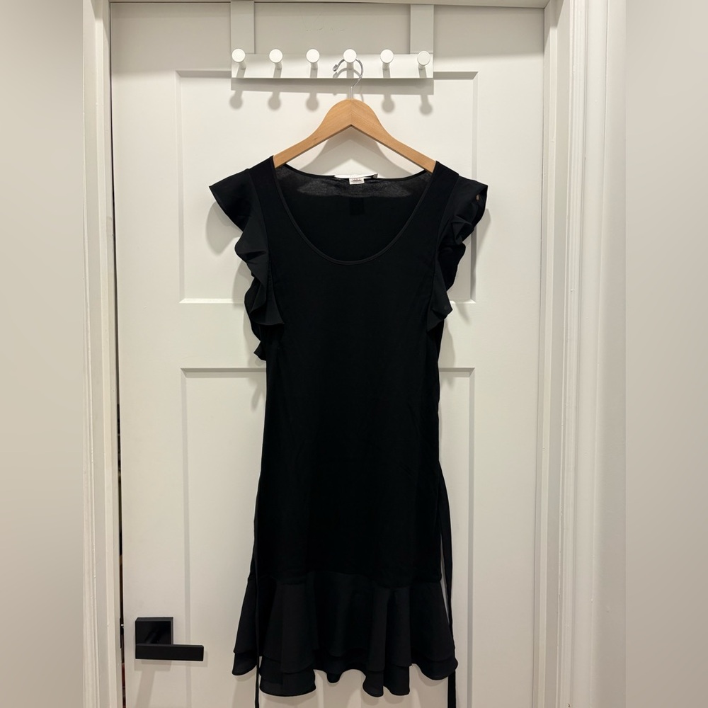 French Connection Black Ruffle Mini Dress